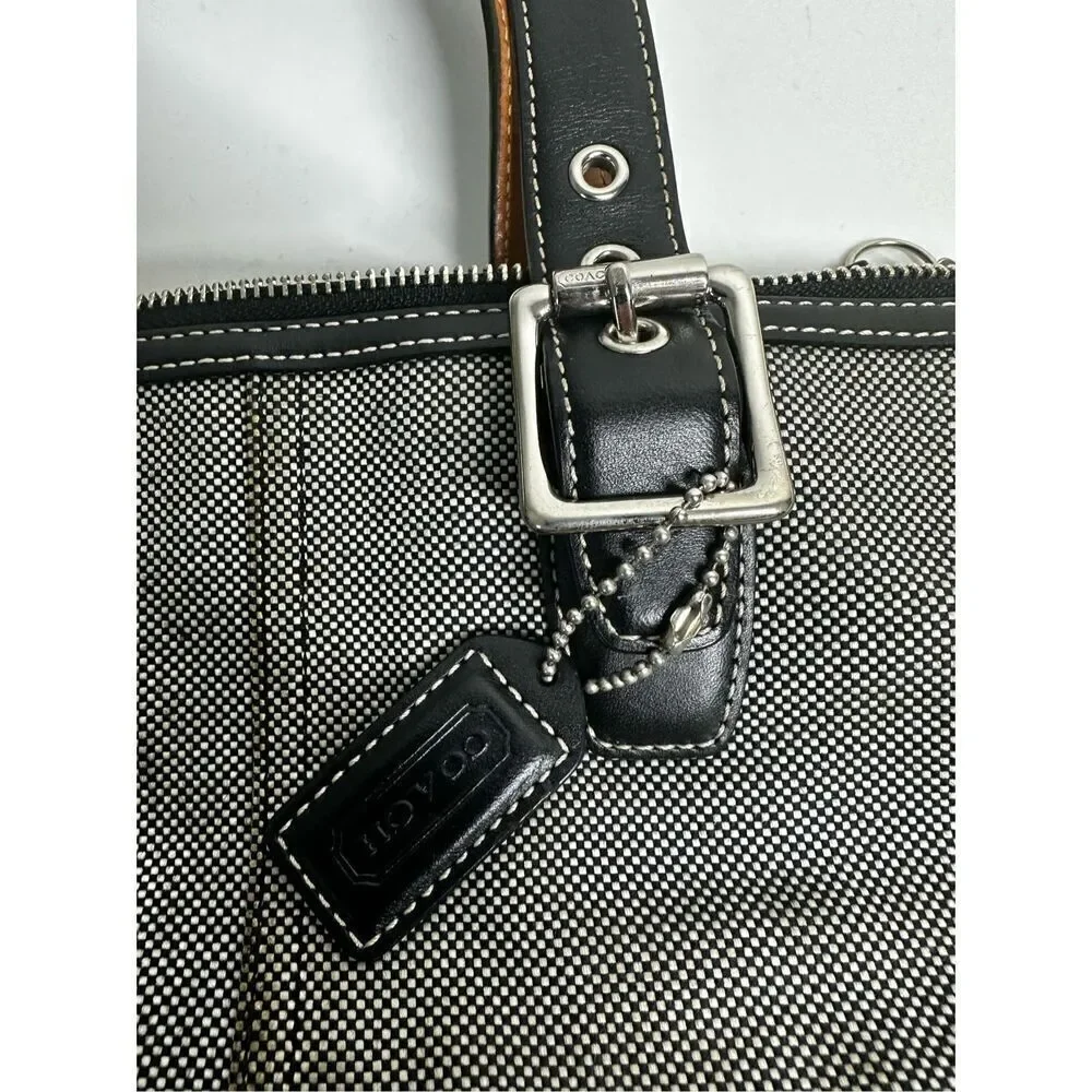 Coach Black and White Bucket Bag LO43-1842 Canvas Leather Black